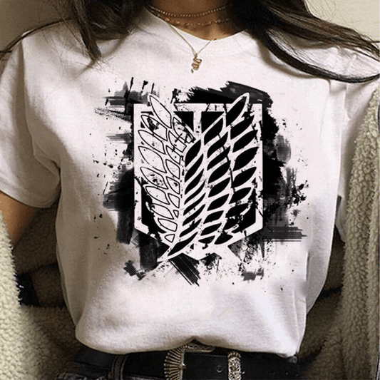 Black and White Scout Regiment Shirt Attack on Titan Merch